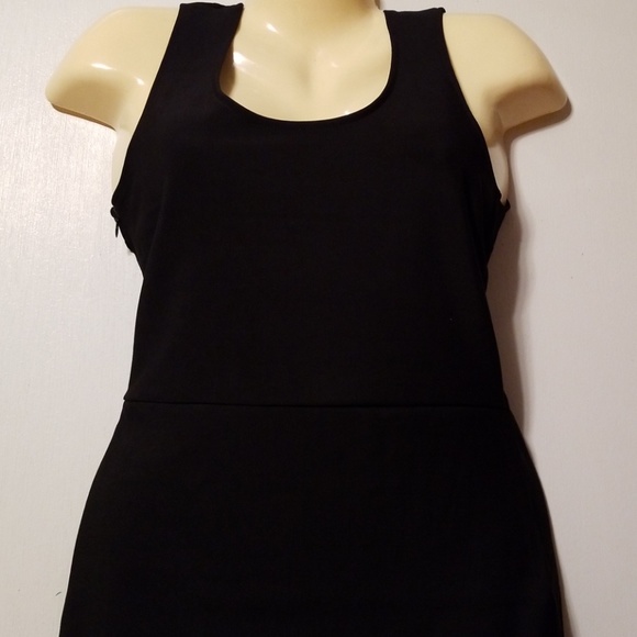🍎 New LBD Dress Sheer Panels Open Back Bodycon Party Stretch Vacation - Picture 2 of 10